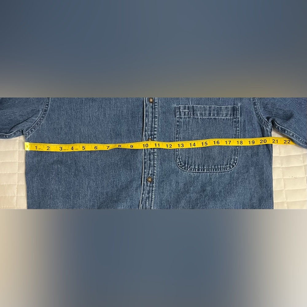 Faded Glory Vintage Blue Denim Button Down Short Sleeve Shirt Size Small - Picture 3 of 5